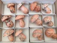 Polished Orange Calcite with Biotite Mushrooms x 12 From Madagascar