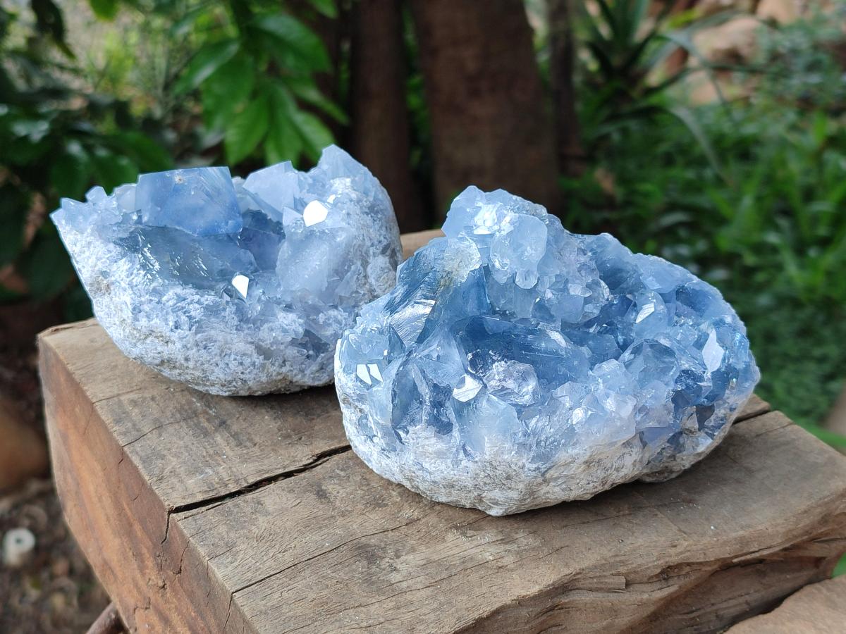 Natural Blue Celestite Specimens x 3 From Sakoany, Madagascar