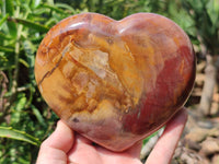 Polished Red Podocarpus Petrified Wood Hearts x 2 From Mahajanga, Madagascar