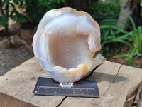 Polished Banded Agate with Crystalline Geodes x 6 From Maintirano, Madagascar