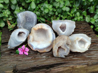 Polished Banded Agate with Crystalline Geodes x 6 From Maintirano, Madagascar