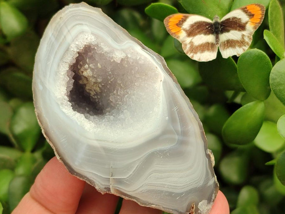 Polished Banded Agate with Crystalline Geodes x 6 From Maintirano, Madagascar