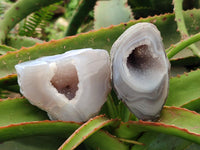 Polished Banded Agate with Crystalline Geodes x 6 From Maintirano, Madagascar