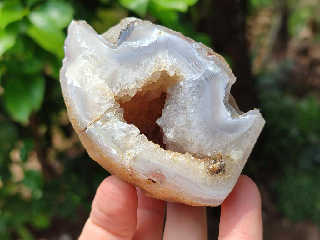 Polished Banded Agate with Crystalline Geodes x 6 From Maintirano, Madagascar