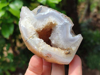 Polished Banded Agate with Crystalline Geodes x 6 From Maintirano, Madagascar