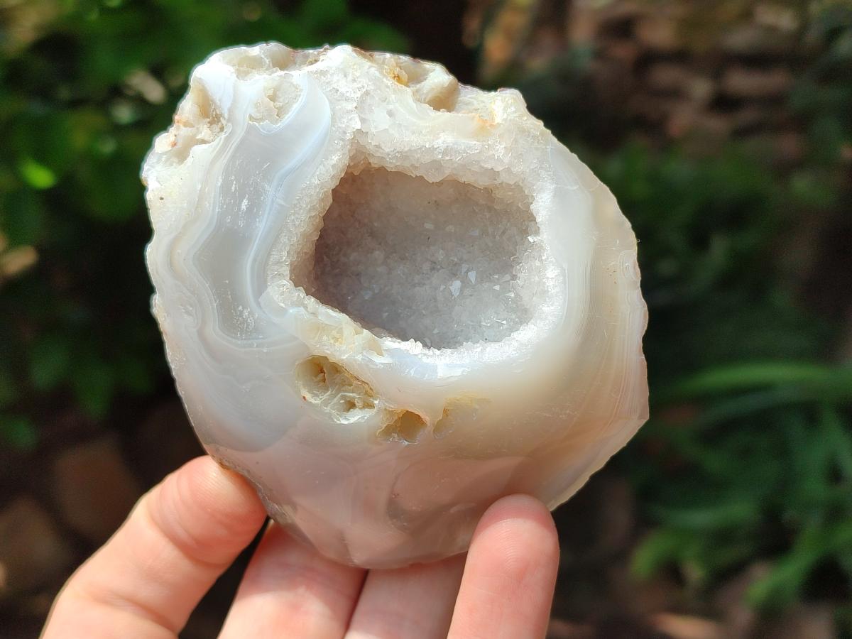 Polished Banded Agate with Crystalline Geodes x 6 From Maintirano, Madagascar