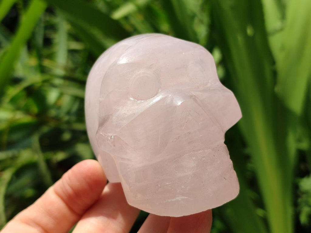 Hand Made Small Gemmy Rose Quartz Skulls x 4 From Madagascar