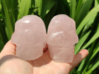 Hand Made Small Gemmy Rose Quartz Skulls x 4 From Madagascar