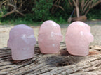 Hand Made Small Gemmy Rose Quartz Skulls x 4 From Madagascar