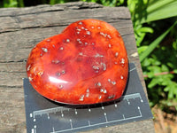Polished Carnelian Agate Gemstone Hearts x 6 From Madagascar