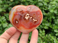 Polished Carnelian Agate Gemstone Hearts x 6 From Madagascar