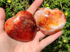 Polished Carnelian Agate Gemstone Hearts x 6 From Madagascar