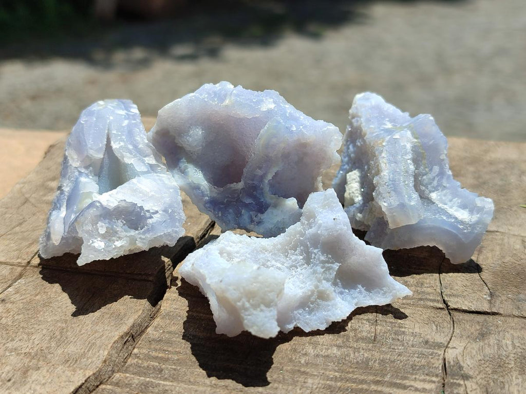 Natural Etched Blue Chalcedony x 35 From Nsanje, Malawi