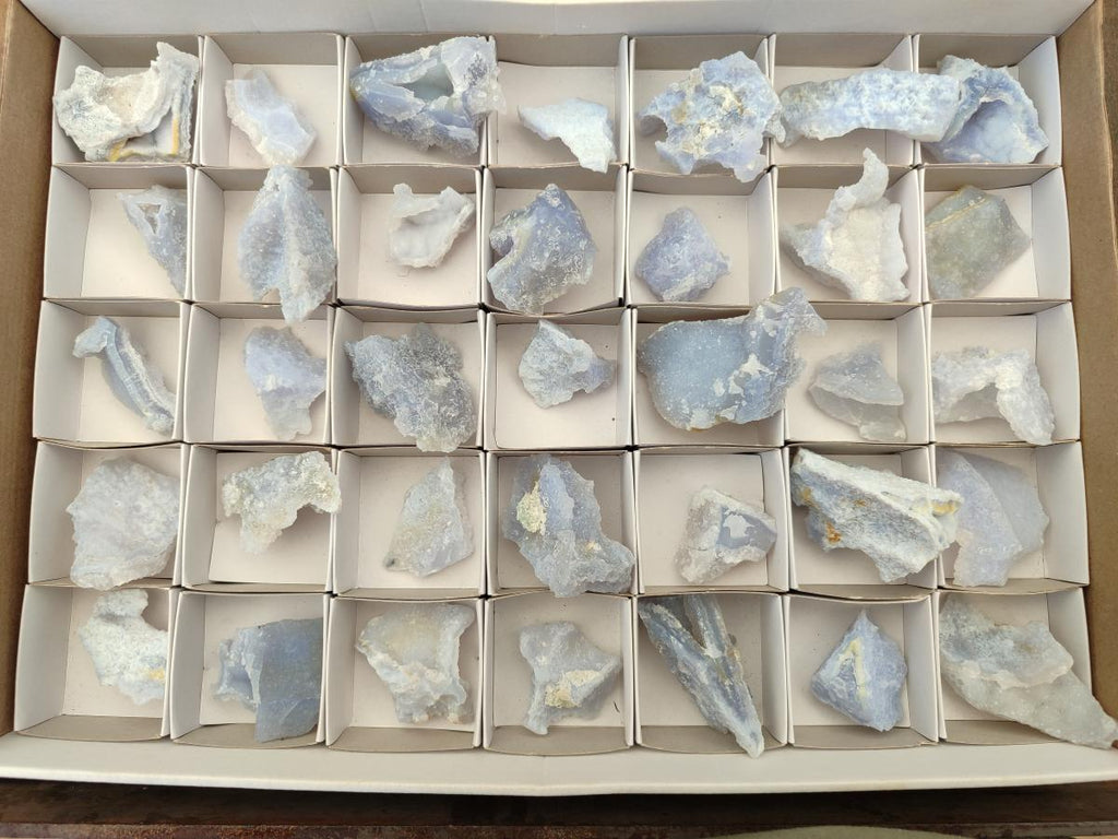 Natural Etched Blue Chalcedony x 35 From Nsanje, Malawi