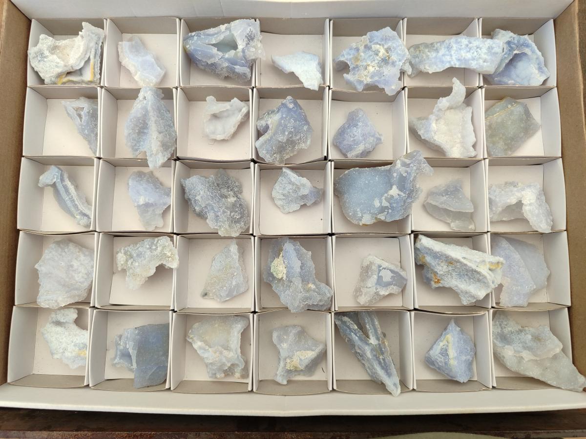 Natural Etched Blue Chalcedony x 35 From Nsanje, Malawi