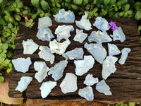 Natural Etched Blue Chalcedony x 35 From Nsanje, Malawi