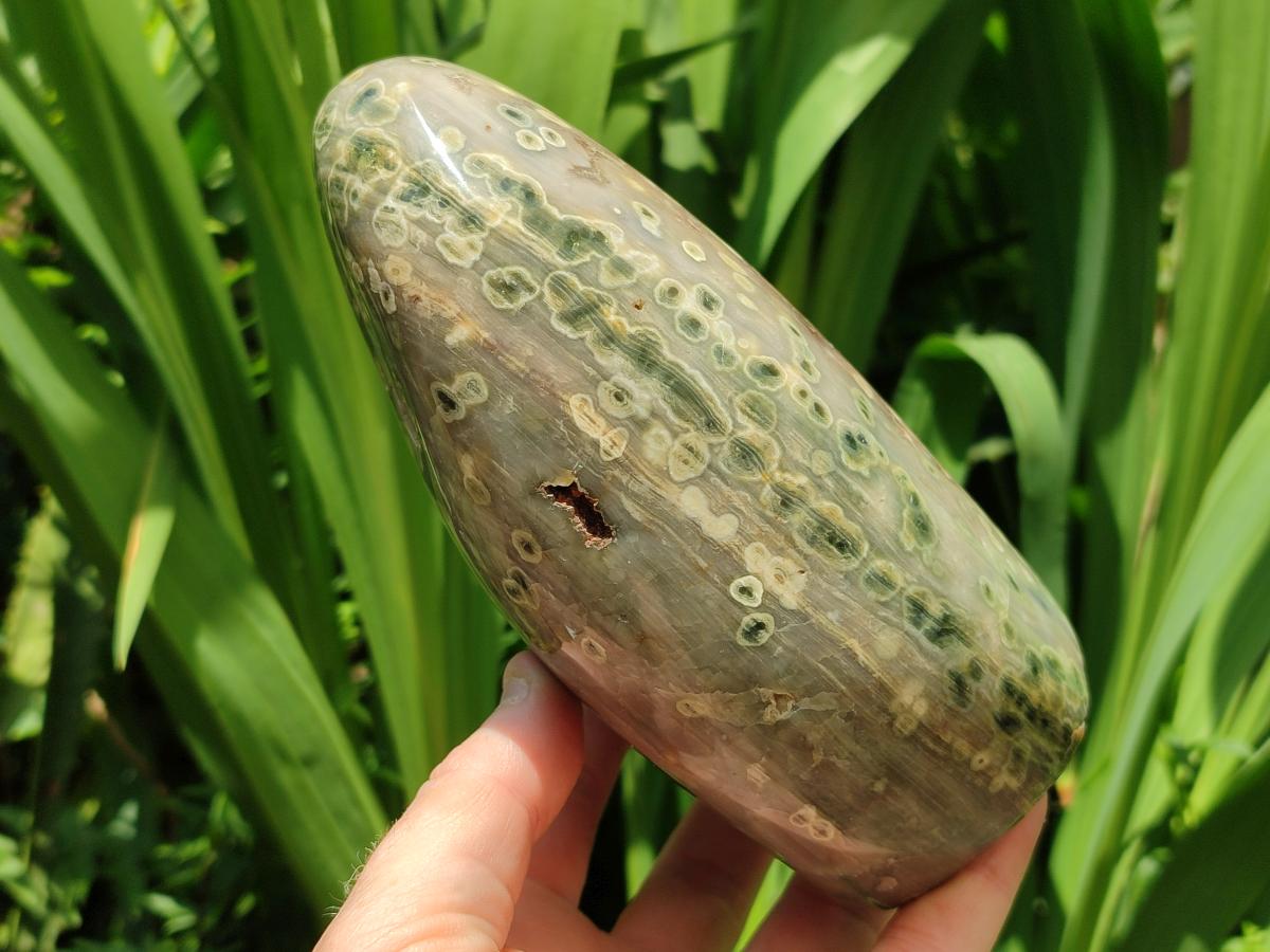 Polished Ocean Jasper Standing Free Form x 1 From Northwest Coast, Madagascar