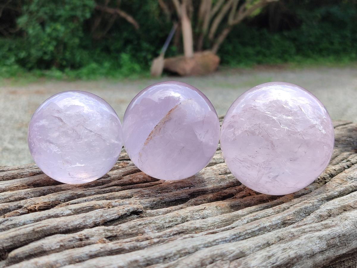 Polished Star Rose Quartz Spheres x 6 From Madagascar