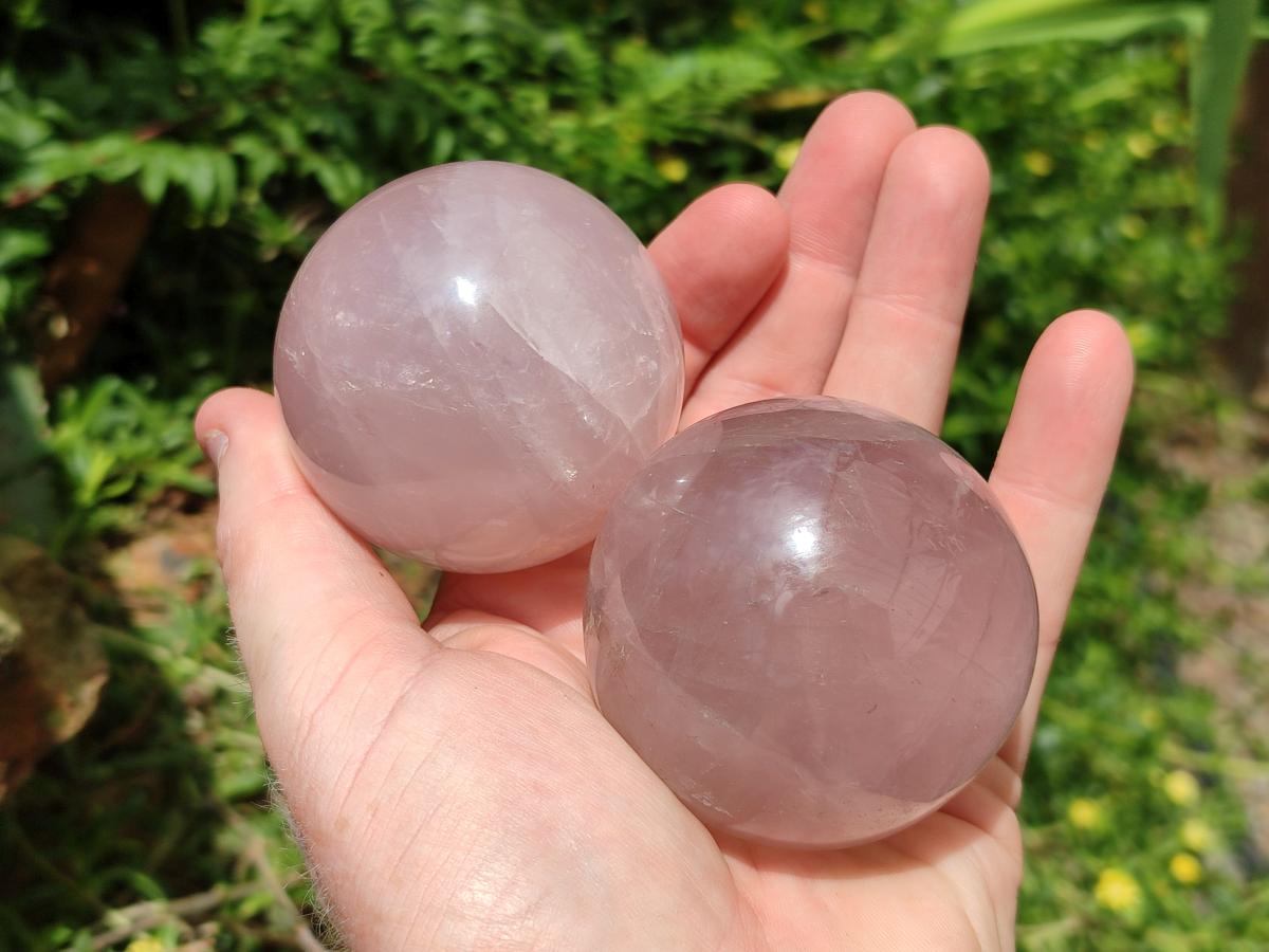 Polished Star Rose Quartz Spheres x 6 From Madagascar