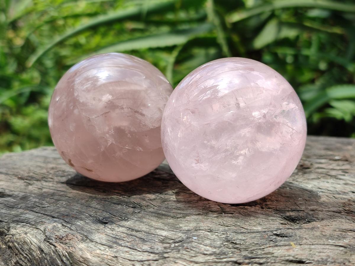Polished Star Rose Quartz Spheres x 6 From Madagascar