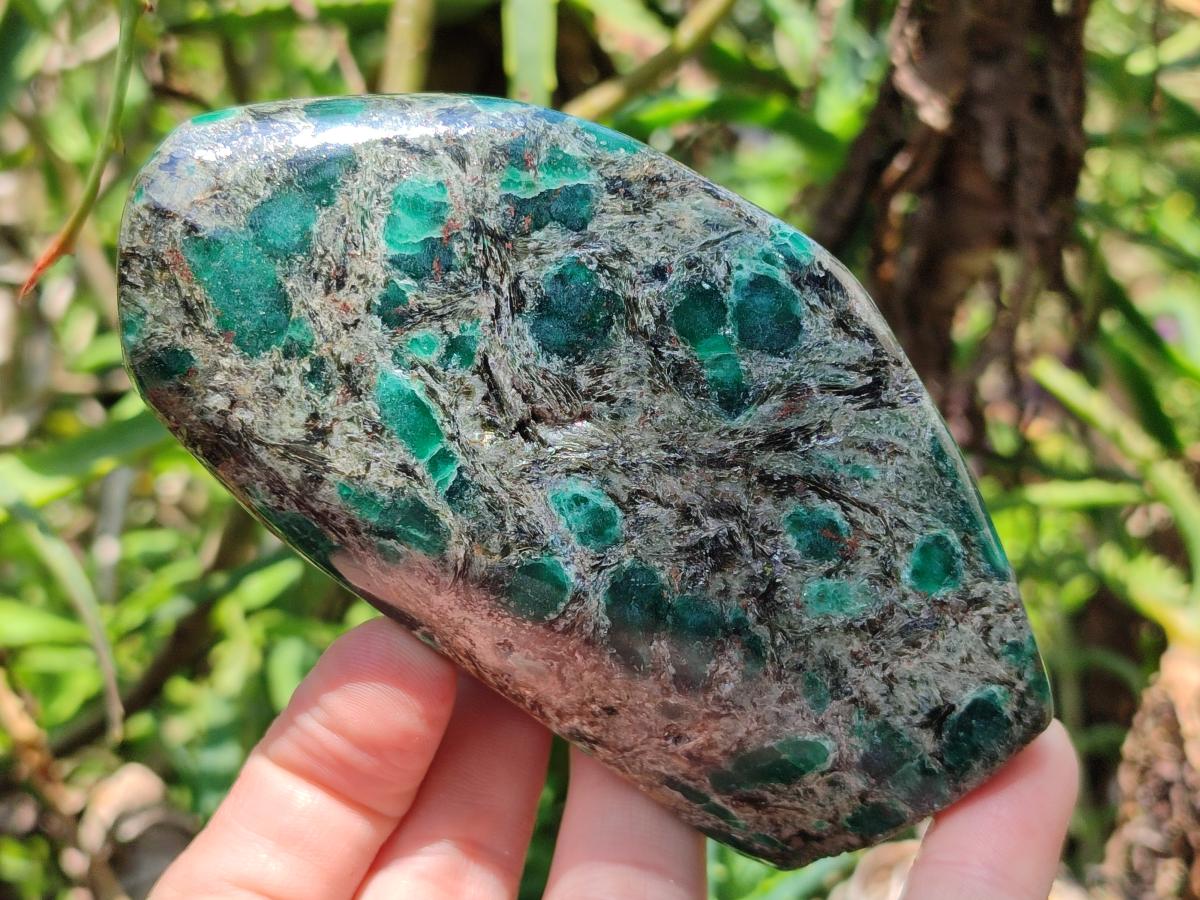 Polished Emerald Mica 'Mutokolite' Standing Free Forms x 2 From Mutoko, Zimbabwe