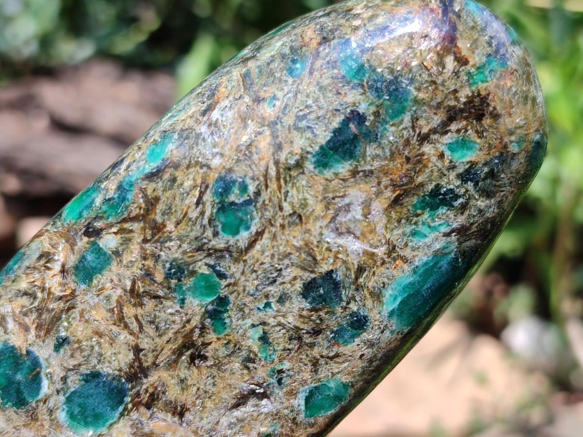 Polished Emerald Mica 'Mutokolite' Standing Free Forms x 2 From Mutoko, Zimbabwe
