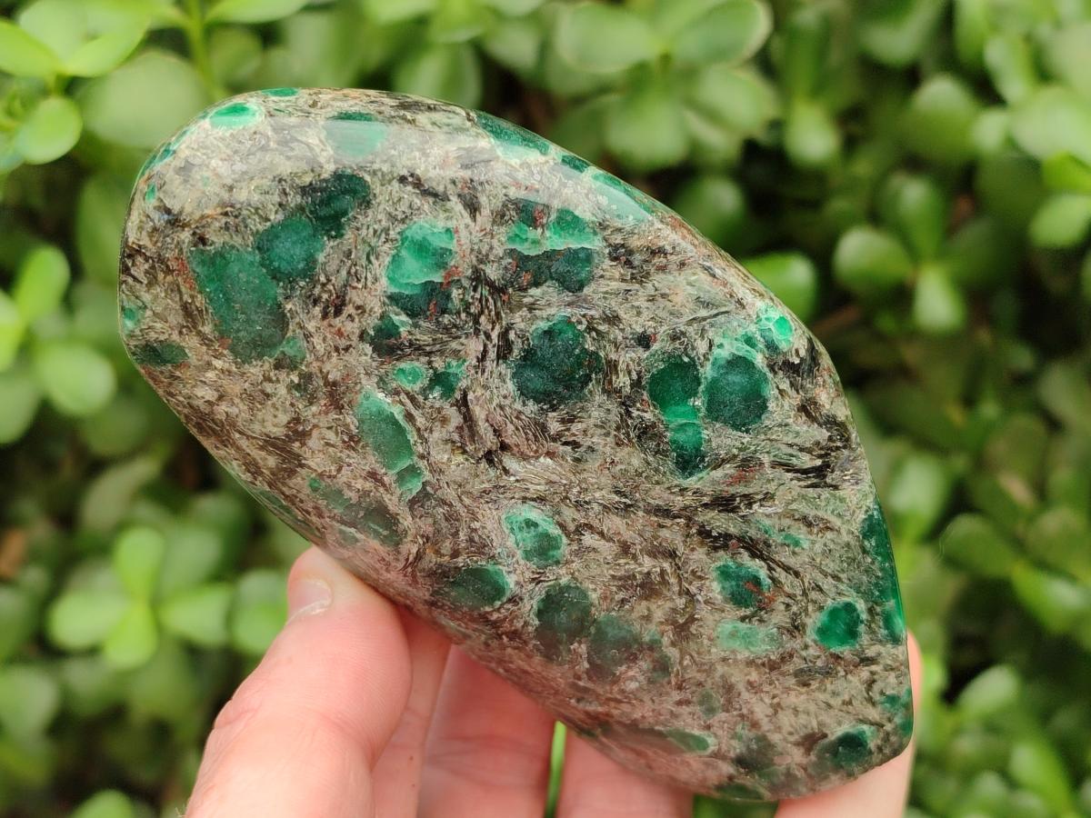 Polished Emerald Mica 'Mutokolite' Standing Free Forms x 2 From Mutoko, Zimbabwe