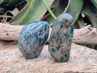 Polished Emerald Mica 'Mutokolite' Standing Free Forms x 2 From Mutoko, Zimbabwe