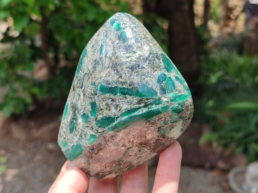 Polished Emerald Mica 'Mutokolite' Standing Free Forms x 2 From Mutoko, Zimbabwe