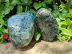 Polished Emerald Mica 'Mutokolite' Standing Free Forms x 2 From Mutoko, Zimbabwe