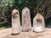 Polished Smokey Window Quartz Crystals x 6 From Madagascar