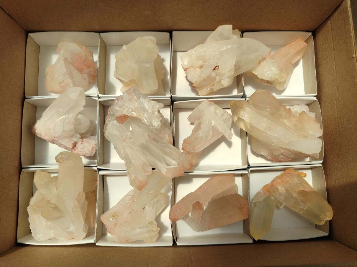 Natural Clear Quartz Clusters x 12 From Madagascar