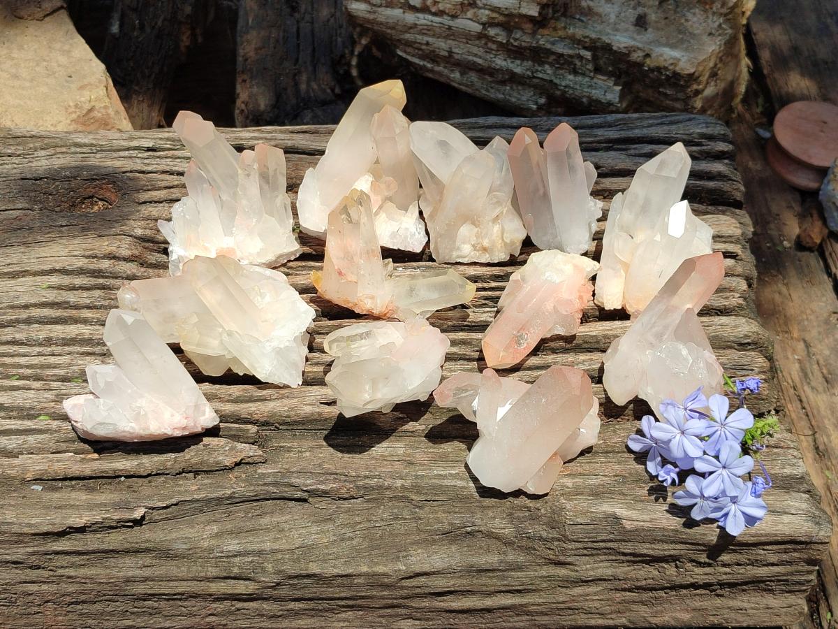 Natural Clear Quartz Clusters x 12 From Madagascar