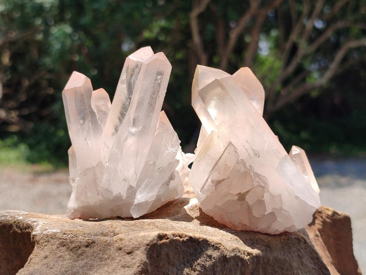 Natural Clear Quartz Clusters x 12 From Madagascar