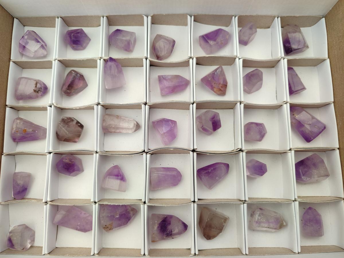 Polished Window Amethyst Crystals x 35 From Akansobe, Madagascar
