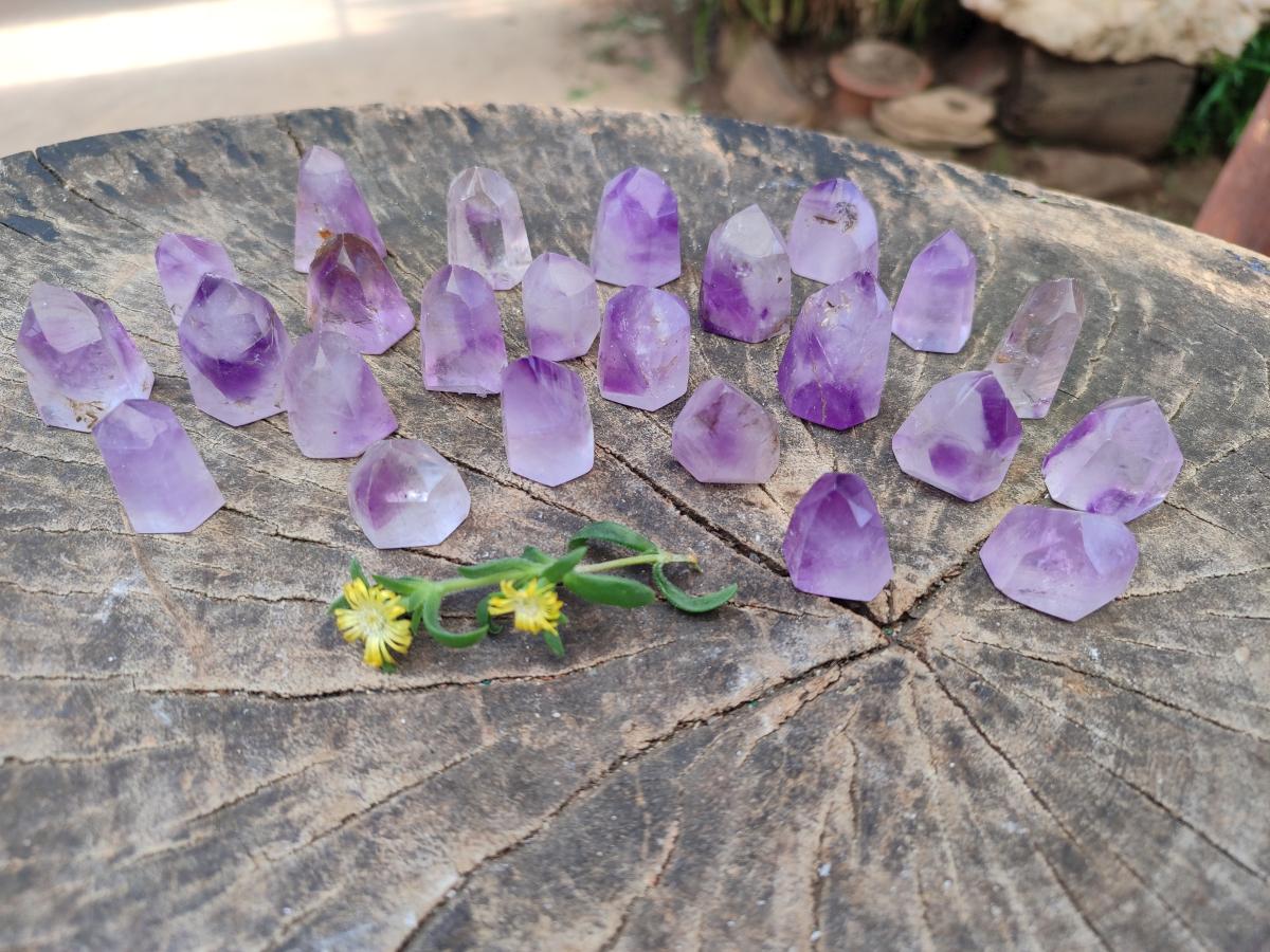 Polished Window Amethyst Crystals x 35 From Akansobe, Madagascar