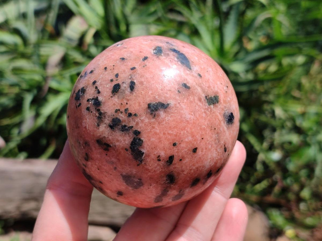 Polished Orange Calcite with Biotite Mica Mushrooms x 6 From Madagascar - Toprock Gemstones and Minerals 
