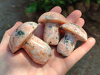 Polished Orange Calcite with Biotite Mica Mushrooms x 6 From Madagascar - Toprock Gemstones and Minerals 