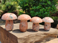 Polished Orange Calcite with Biotite Mica Mushrooms x 6 From Madagascar