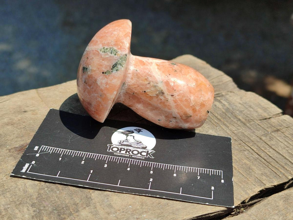 Polished Orange Calcite with Biotite Mica Mushrooms x 6 From Madagascar - Toprock Gemstones and Minerals 