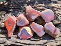 Polished On One Side Red Shashe River Agate Nodules x 35 From Shashe River, Zimbabwe