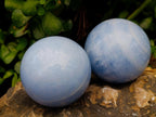 Polished Blue Calcite Spheres x 4 From Madagascar