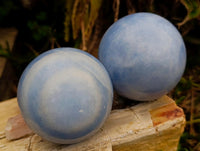 Polished Blue Calcite Spheres x 4 From Madagascar