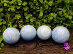 Polished Blue Calcite Spheres x 4 From Madagascar