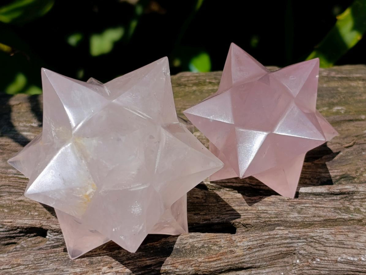 Hand Made Rose Quartz Merkabah's x 3 From Madagascar - Toprock Gemstones and Minerals 
