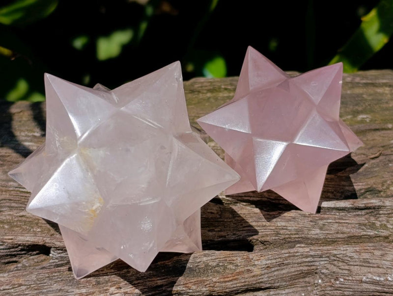 Hand Made Rose Quartz Merkabah's x 3 From Madagascar - Toprock Gemstones and Minerals 