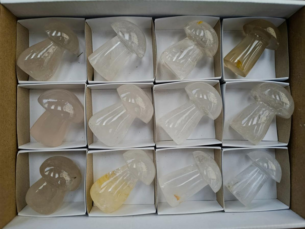 Polished Clear Quartz Mushrooms x 12 From Madagascar - Toprock Gemstones and Minerals 