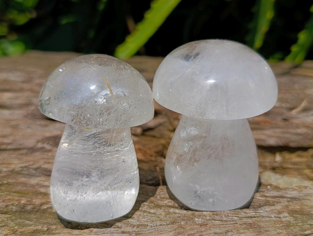 Polished Clear Quartz Mushrooms x 12 From Madagascar - Toprock Gemstones and Minerals 