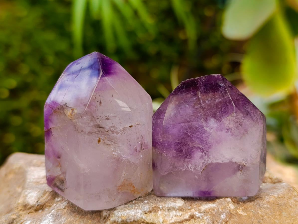 Polished Smokey Amethyst Window Crystals x 12 From Akansobe, Madagascar
