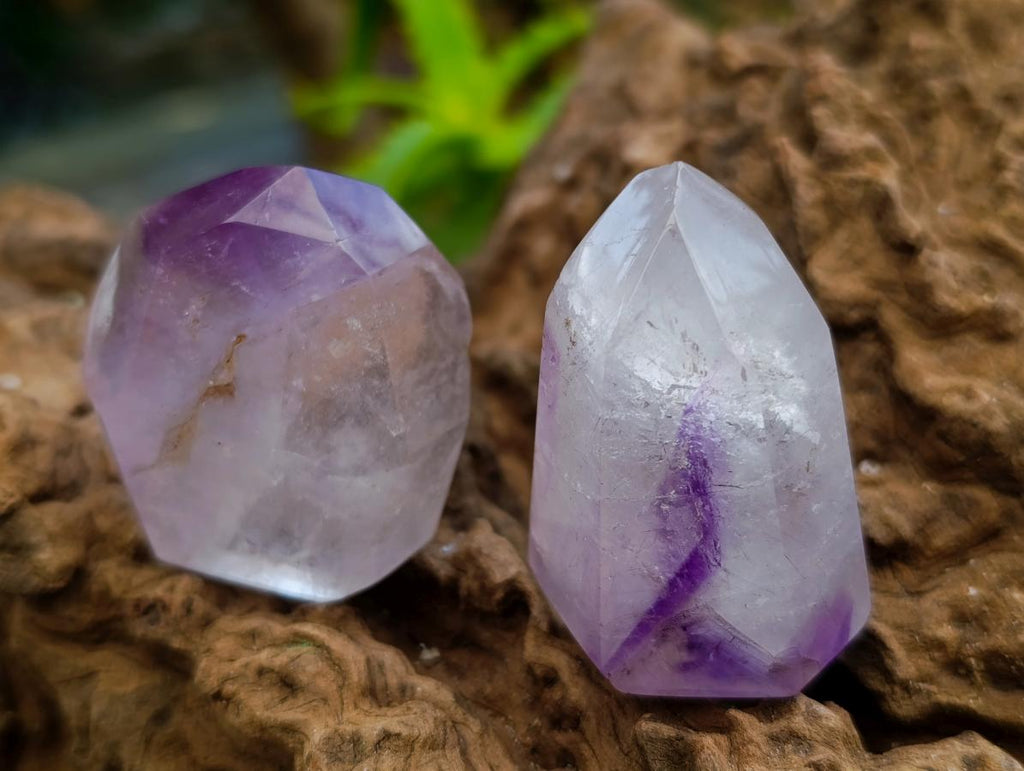 Polished Smokey Amethyst Window Crystals x 12 From Akansobe, Madagascar